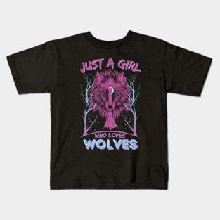 Just A Girl Who Loves Wolves Dark Forest Kids T-Shirt